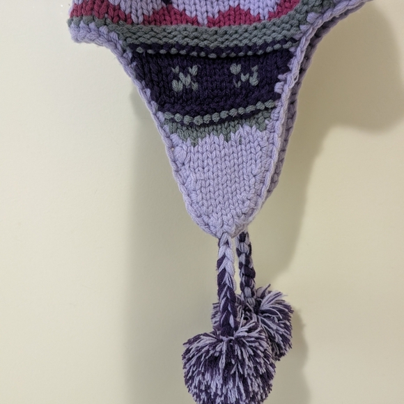 Cozy Knit Snowflake Hat - Pink and Purple - Picture 4 of 6